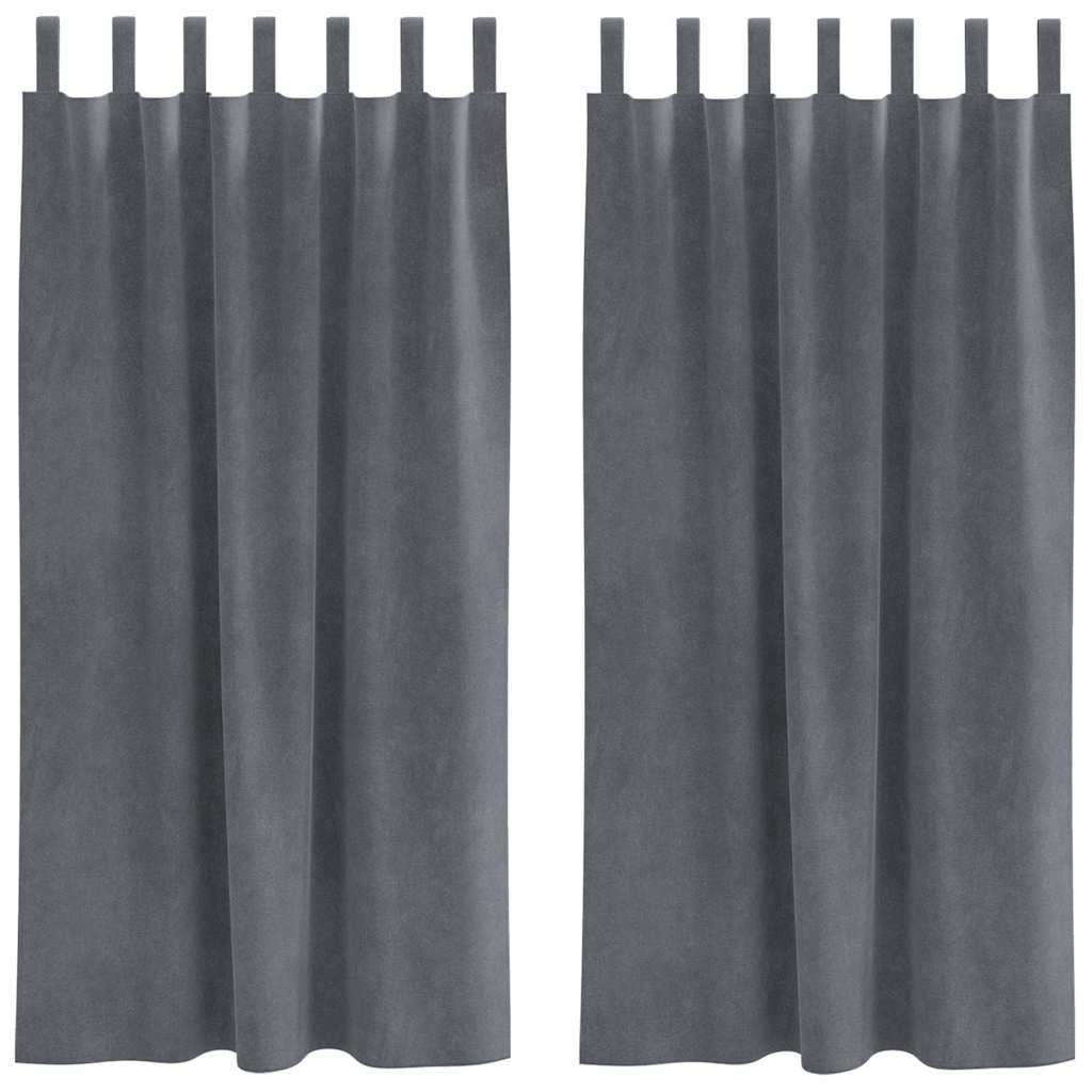 Curtains with Curtains 2 pcs Light grey 140 x 175 cm Velvet