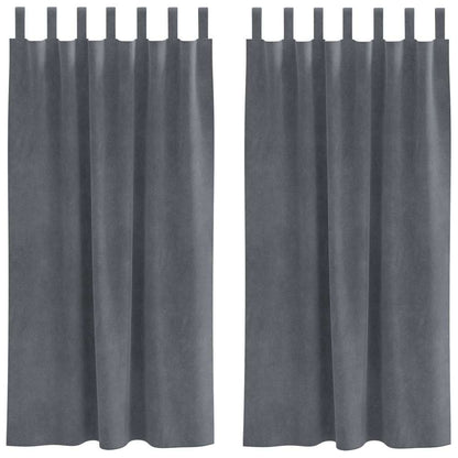 Curtains with Curtains 2 pcs Light grey 140 x 175 cm Velvet