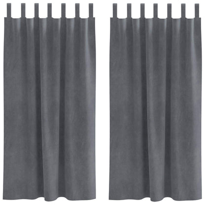 Blackout Curtains 2 pcs Light Grey 140 x 175 cm Velvet