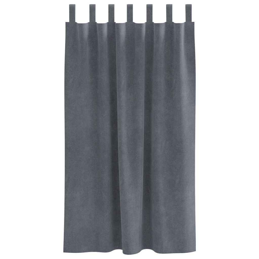 Curtains with Curtains 2 pcs Light grey 140 x 175 cm Velvet