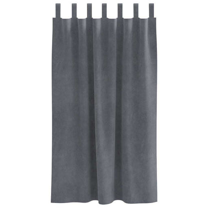 Curtains with Curtains 2 pcs Light grey 140 x 175 cm Velvet