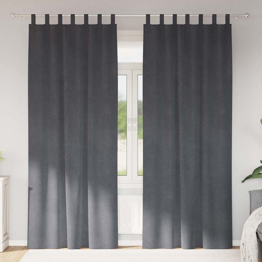 Curtains with Curtains 2 pcs Light grey 140 x 225 cm Velvet