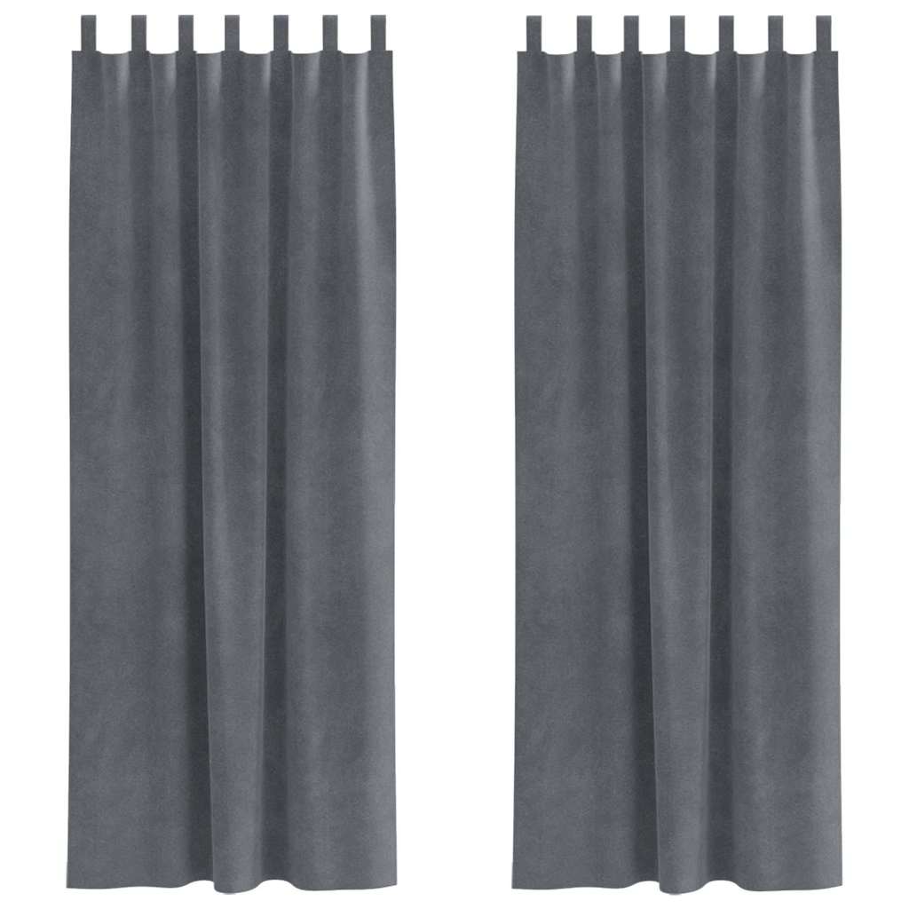 Curtains with Curtains 2 pcs Light grey 140 x 225 cm Velvet