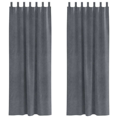 Curtains with Curtains 2 pcs Light grey 140 x 225 cm Velvet