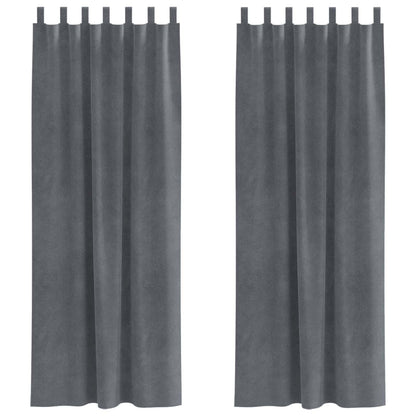 Blackout Curtains 2 pcs Light Grey 140 x 225 cm Velvet