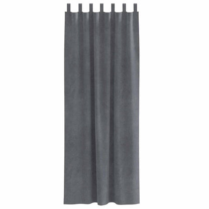 Curtains with Curtains 2 pcs Light grey 140 x 260 cm Velvet