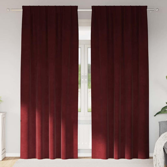 Curtains with Curtains 2 pcs Wine red 140 x 245 cm Velvet