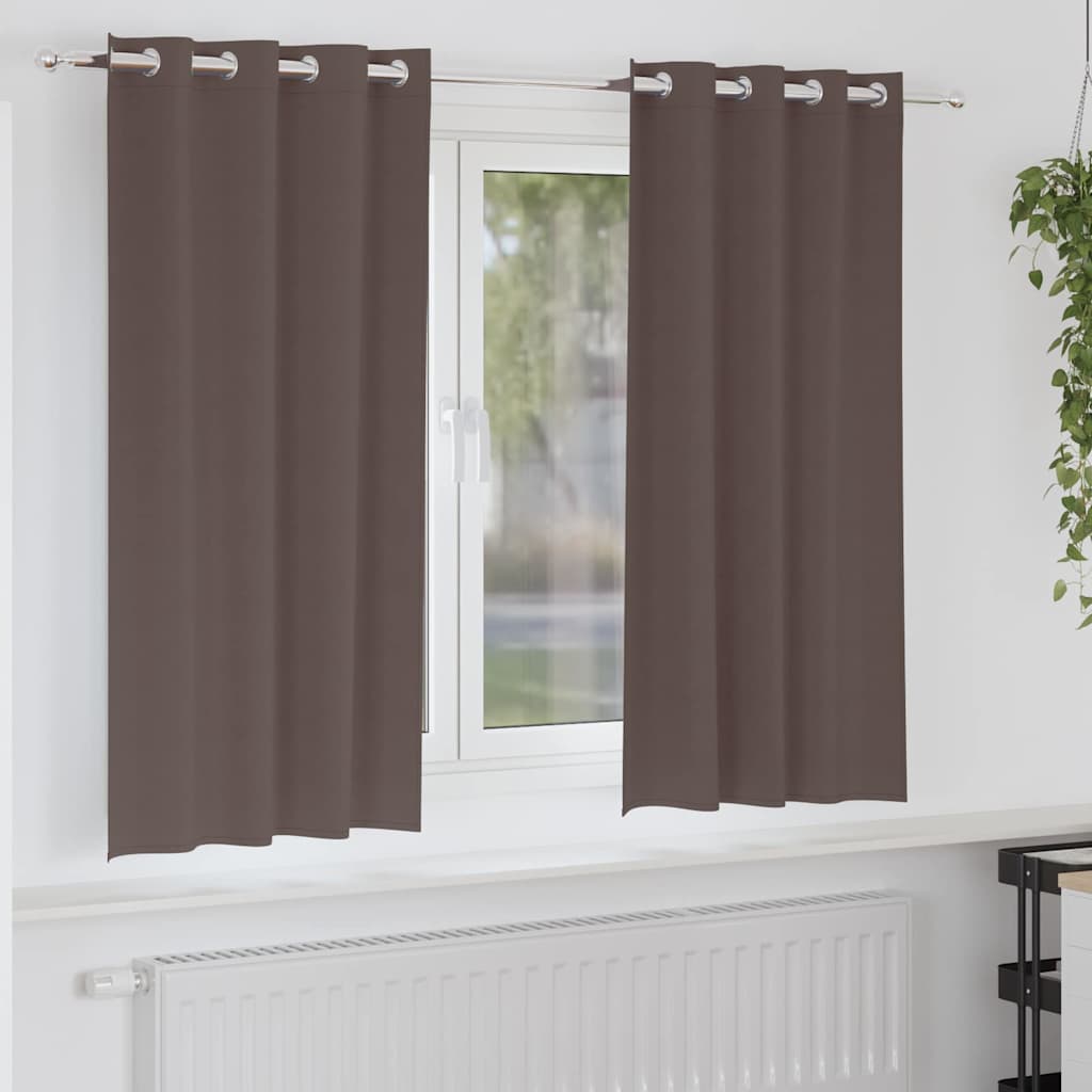 Blackout Curtains with Curtains Dark Brown Polyester