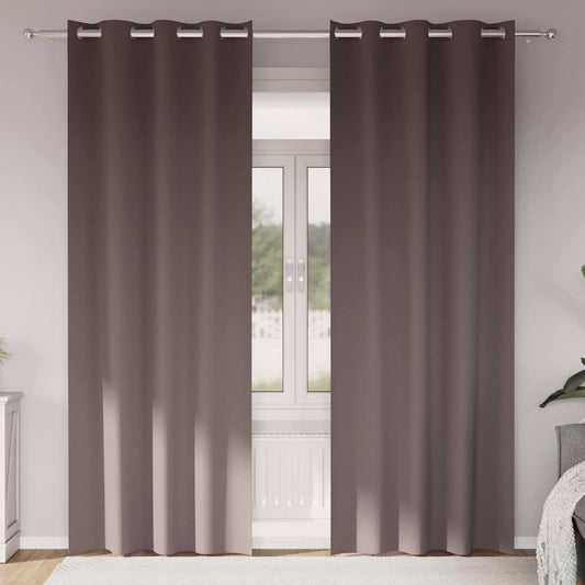 Blackout Curtains with Curtains Dark Brown Polyester