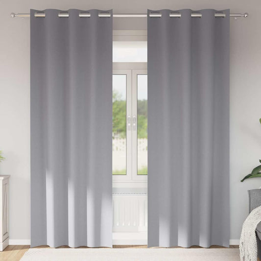 Blackout Curtains with Curtains Light Grey Polyester