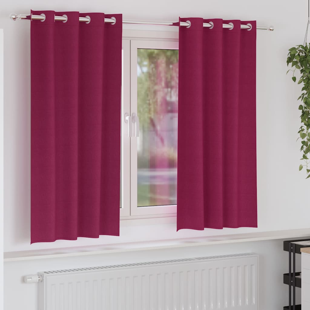 Blackout Curtains with Curtains Wine Red Polyester