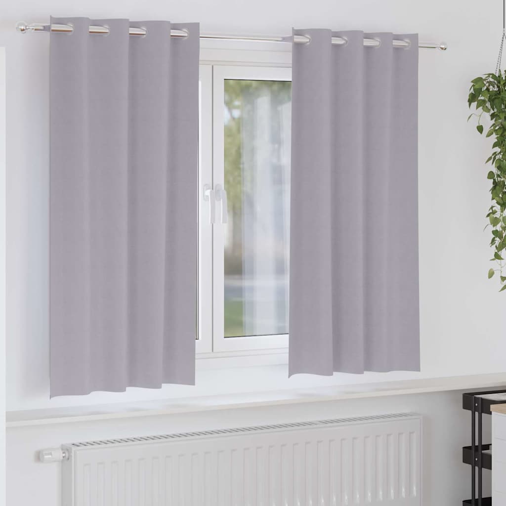 Blackout Curtains with Curtains Metal Grey Polyester