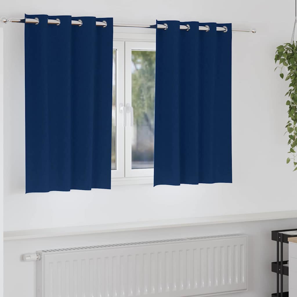Blackout Curtains with Curtains Dark Blue Polyester