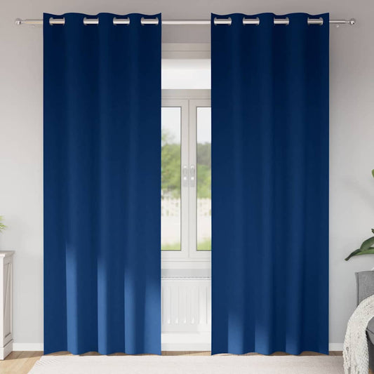 Blackout Curtains with Curtains Dark Blue Polyester