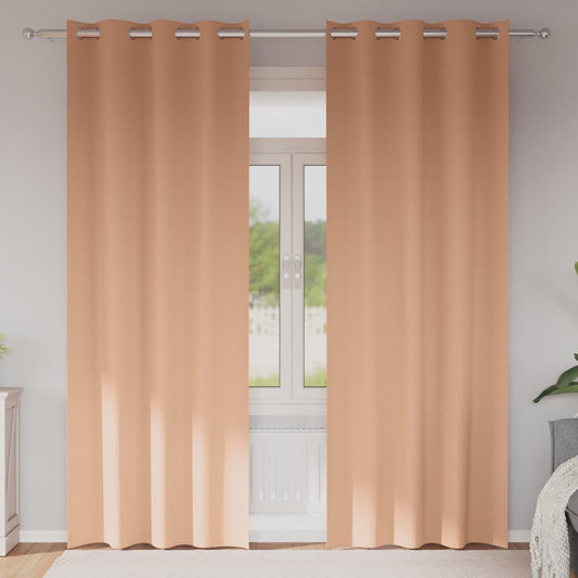 Blackout Curtains with Curtains Light Brown Polyester