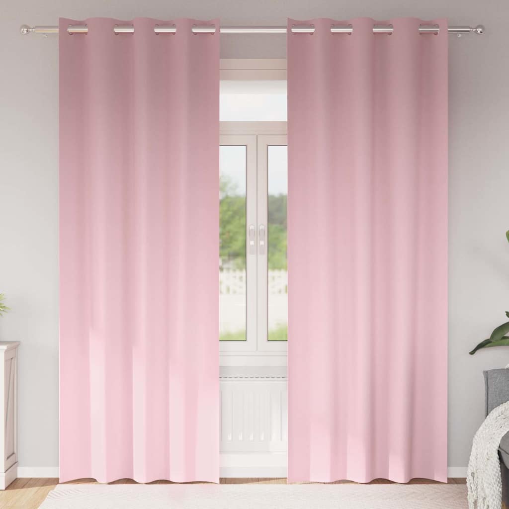 Blackout Curtains with Rings 2 pcs Baby Pink 225 x 140 cm