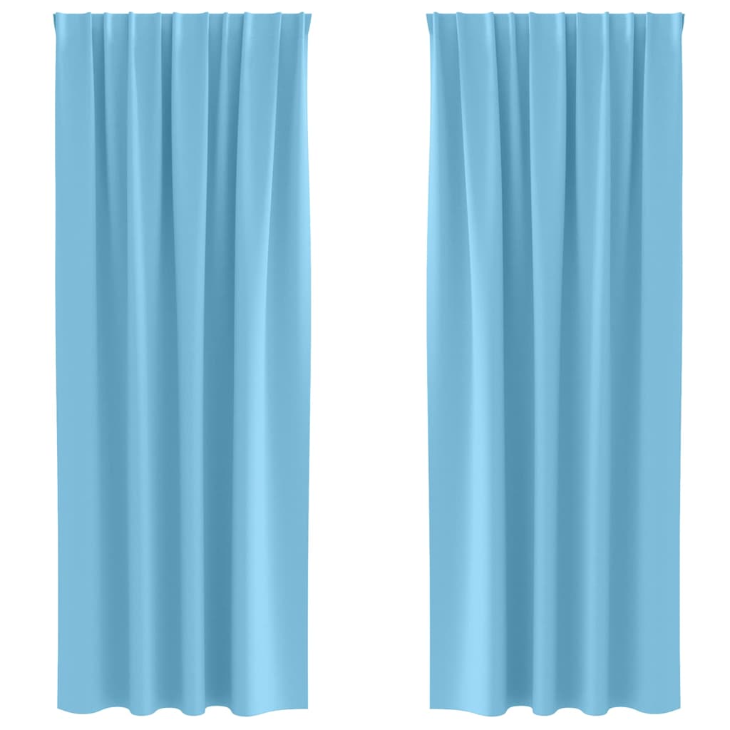Blackout Curtains with Curtains Light Blue Polyester