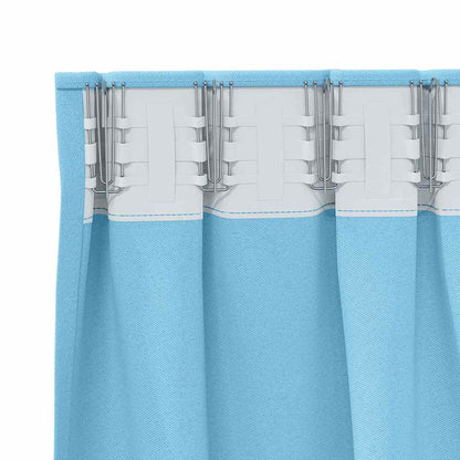 Blackout Curtains with Curtains Light Blue Polyester