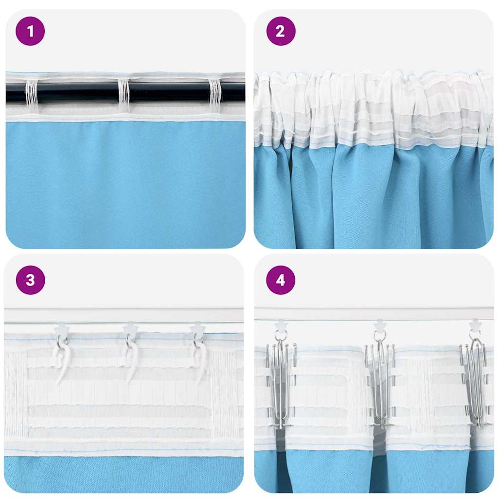 Blackout Curtains with Curtains Light Blue Polyester