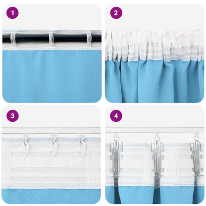 Blackout Curtains with Curtains Light Blue Polyester