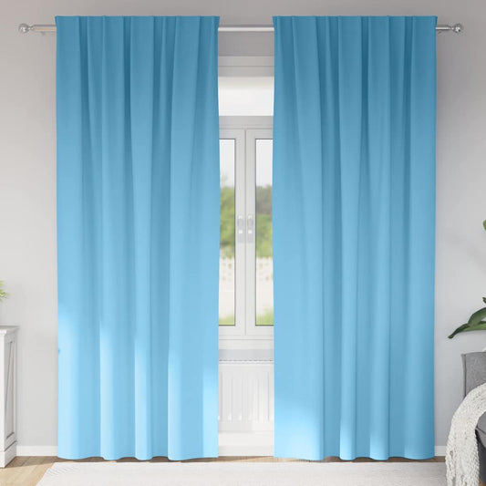 Blackout Curtains with Curtains Light Blue Polyester