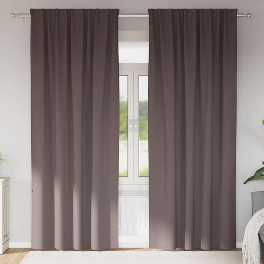 Blackout Curtains with Curtains Dark Brown Polyester