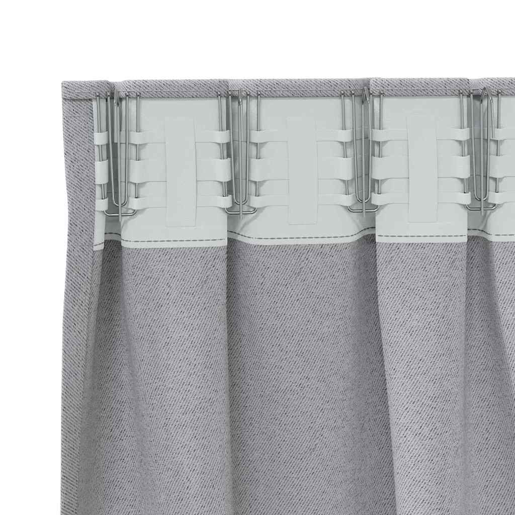 Blackout Curtains with Curtains Light Grey Polyester