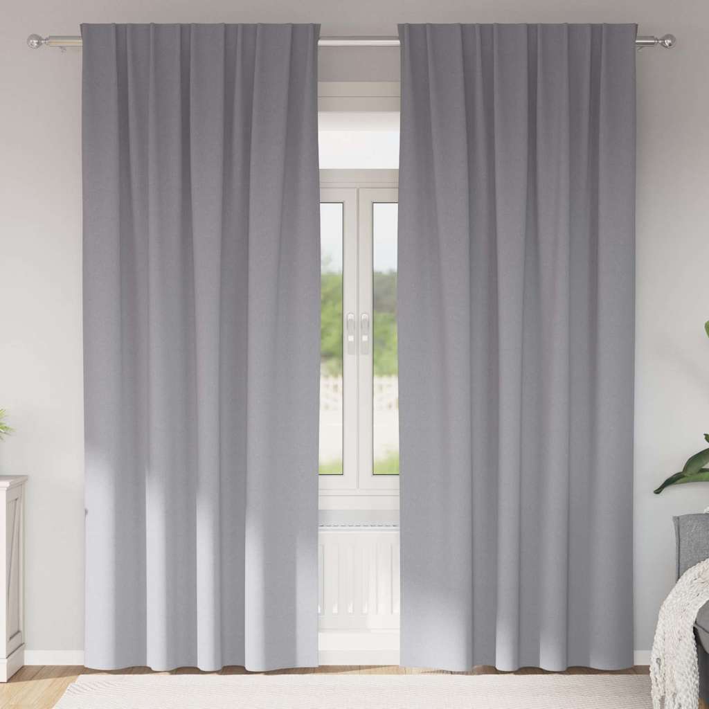 Blackout Curtains with Curtains Light Grey Polyester