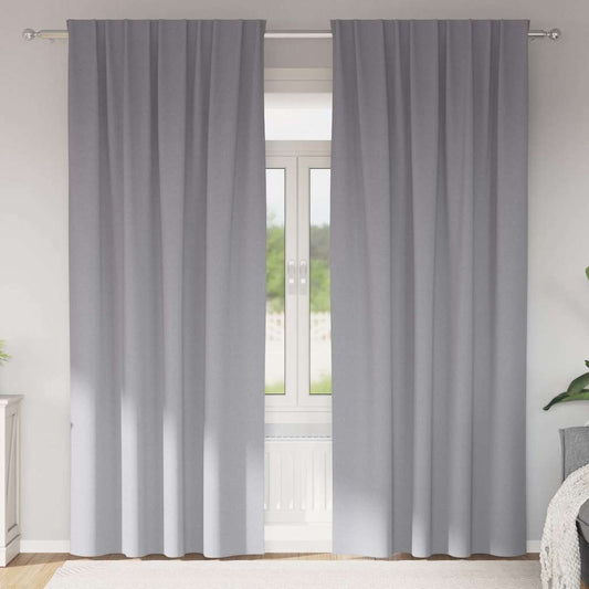 Blackout Curtains with Curtains Light Grey Polyester
