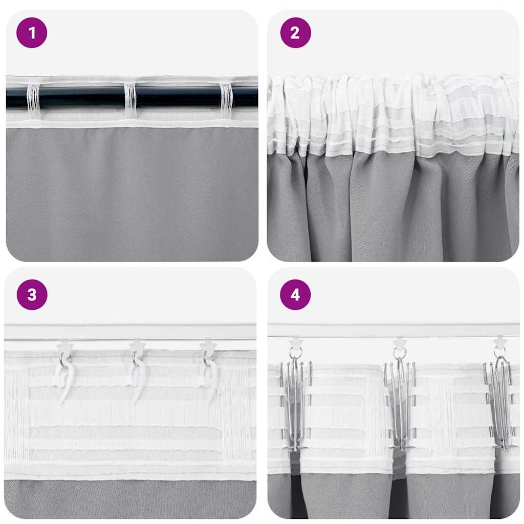 Blackout Curtains with Curtains Light Grey Polyester