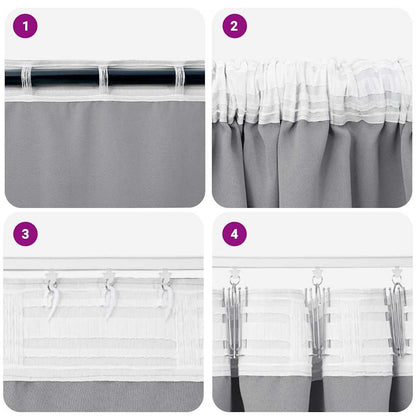 Blackout Curtains with Curtains Light Grey Polyester