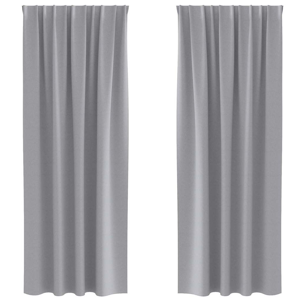 Blackout Curtains with Curtains Light Grey Polyester