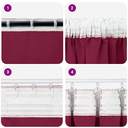 Blackout Curtains with Curtains Wine Red Polyester