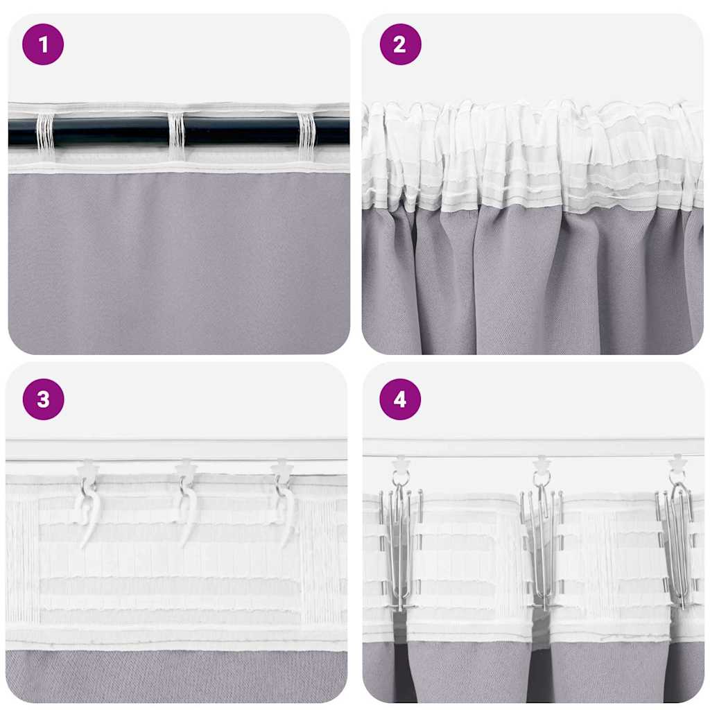 Blackout Curtains with Curtains Metal Grey Polyester