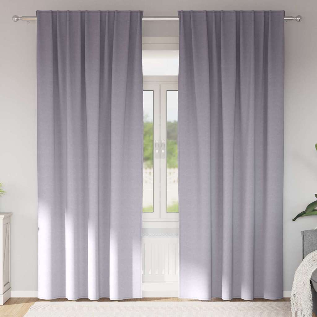 Blackout Curtains with Curtains Metal Grey Polyester
