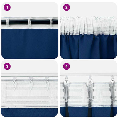 Blackout Curtains with Curtains Dark Blue Polyester