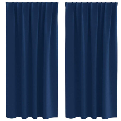 Blackout Curtains with Curtains Dark Blue Polyester