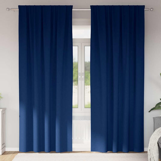 Blackout Curtains with Curtains Dark Blue Polyester