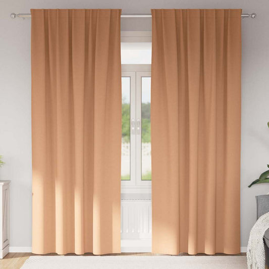 Blackout Curtains with Curtains Light Brown Polyester
