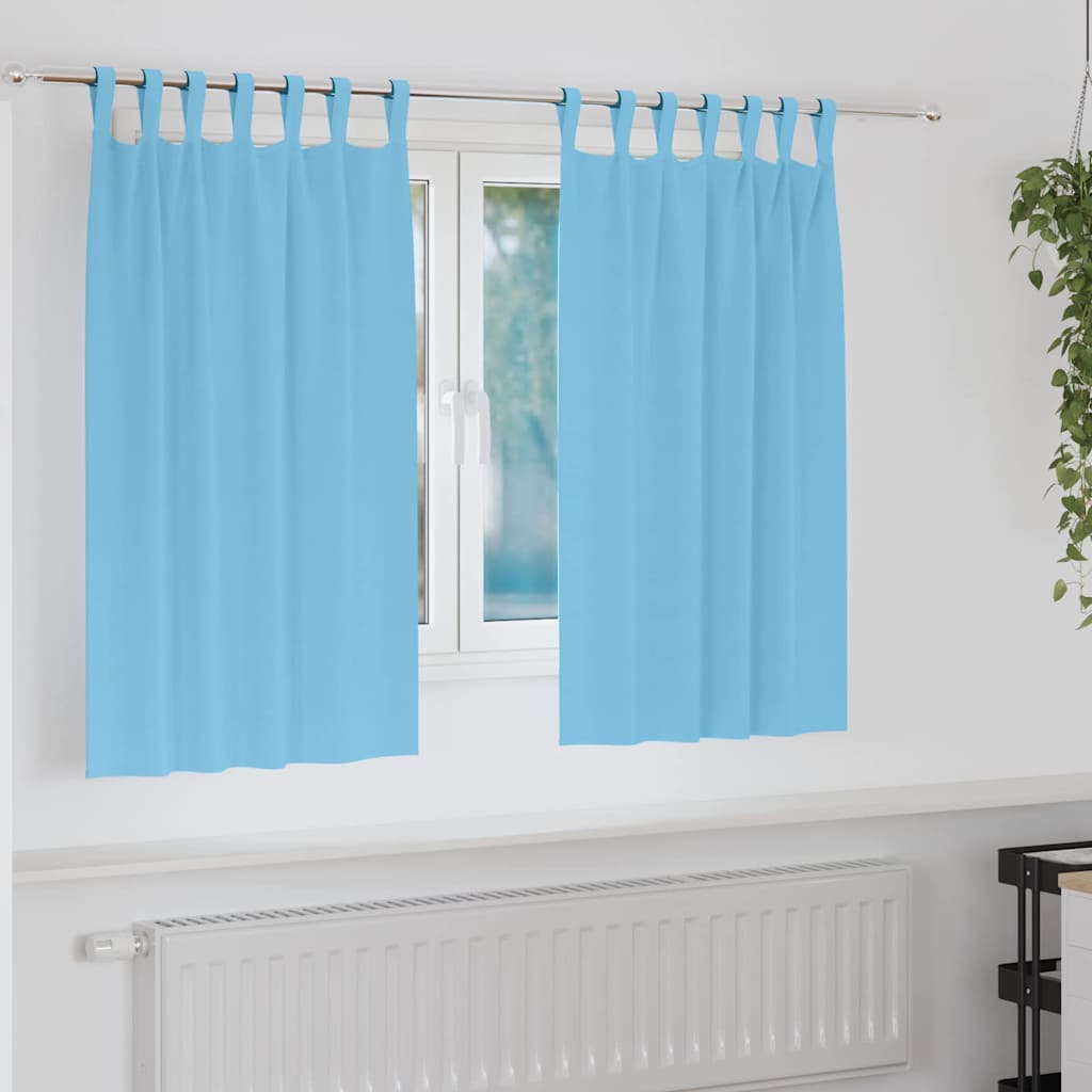 Blackout Curtains with Curtains Light Blue Polyester