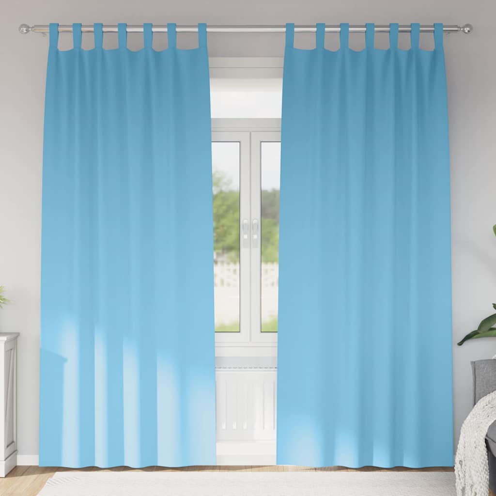 Blackout Curtains with Curtains Light Blue Polyester