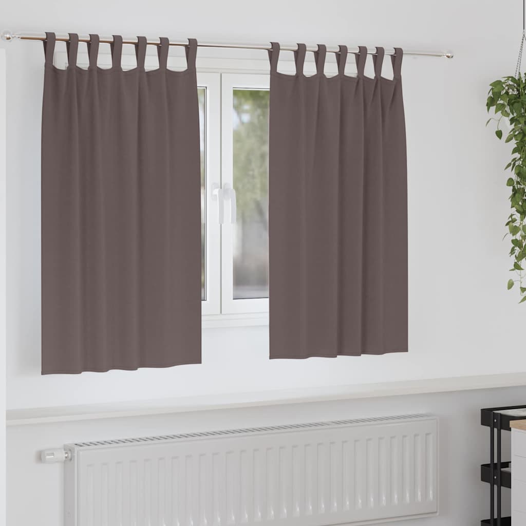 Blackout Curtains with Curtains Dark Brown Polyester