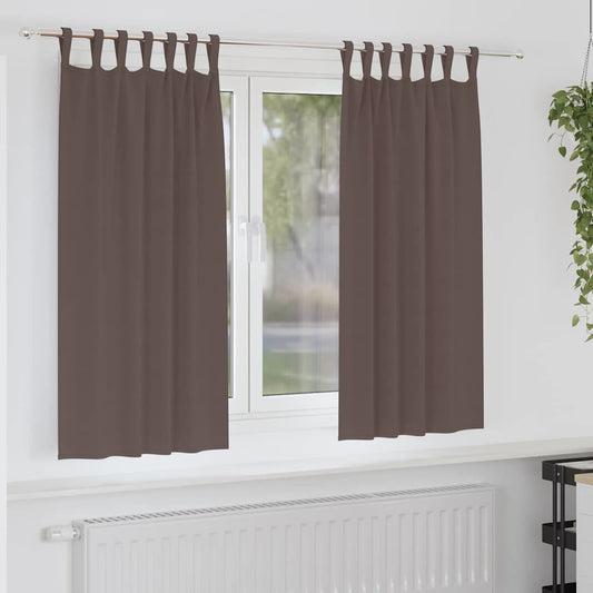 Blackout Curtains with Curtains Dark Brown Polyester