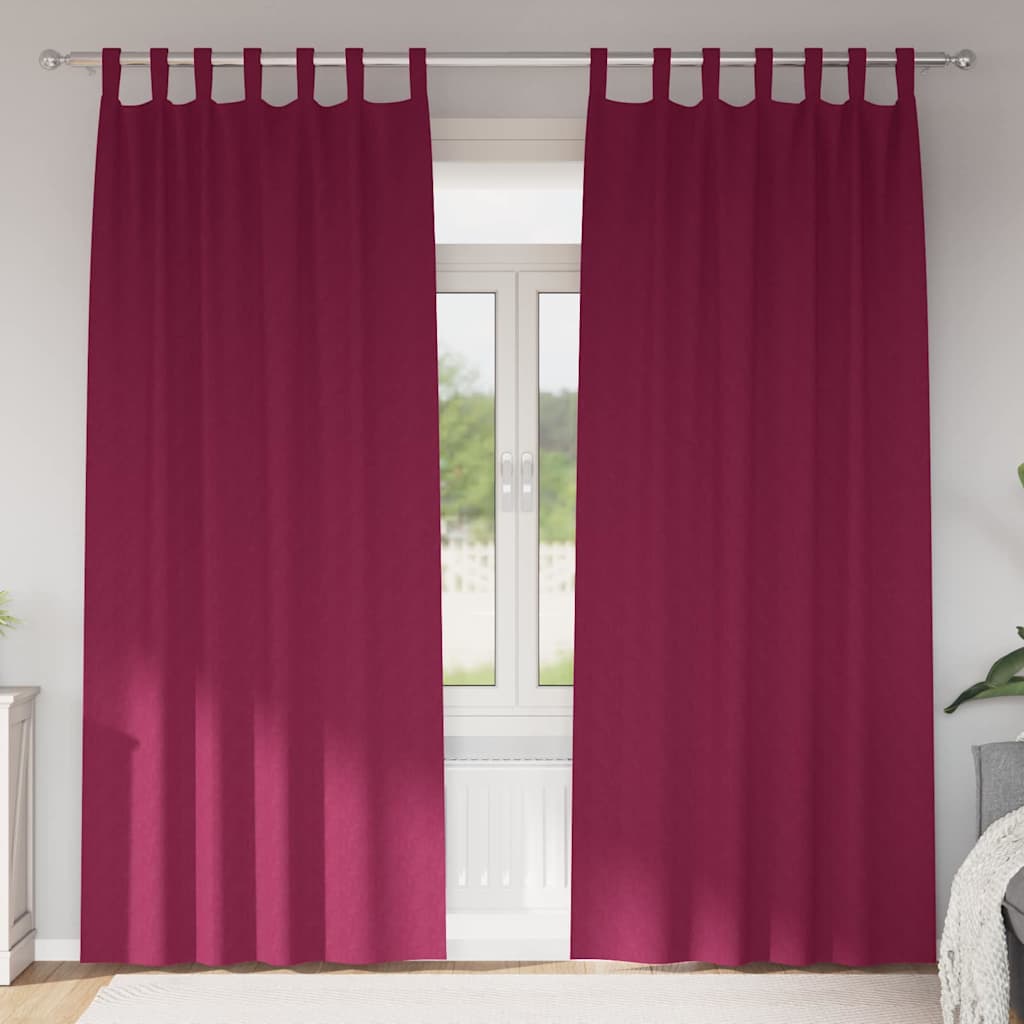 Blackout Curtains with Curtains Wine Red Polyester