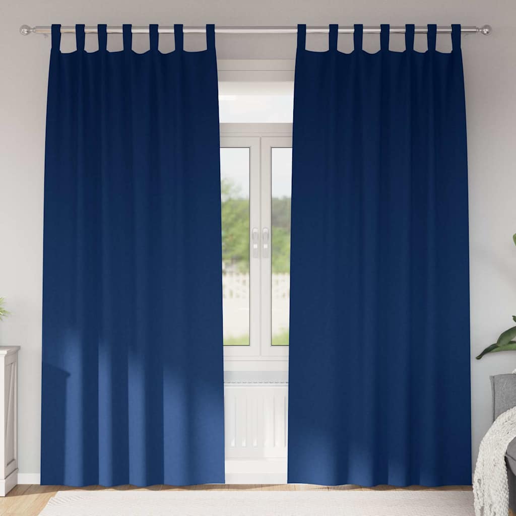 Blackout Curtains with Curtains Dark Blue Polyester