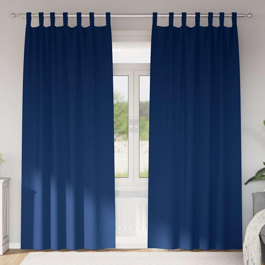 Blackout Curtains with Curtains Dark Blue Polyester