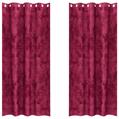 Curtain with Curtains 2 pcs Wine red 245 x 140 cm Velvet