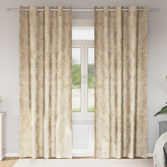 Curtain with Curtains 2 pcs Cream 260 x 140 cm Velvet