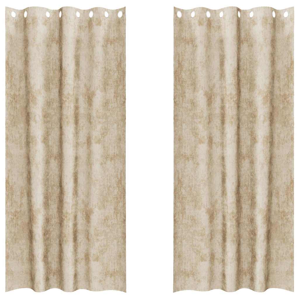 Curtain with Curtains 2 pcs Cream 260 x 140 cm Velvet