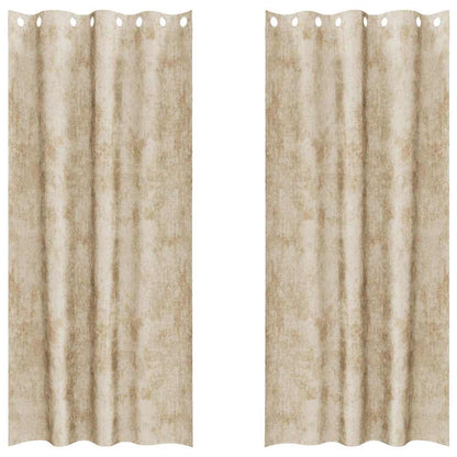 Curtain with Curtains 2 pcs Cream 260 x 140 cm Velvet